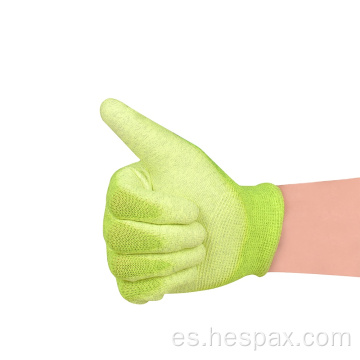 Guantes de trabajo de la industria de la fibra de carbono recubierta de carbono de Hespax PU